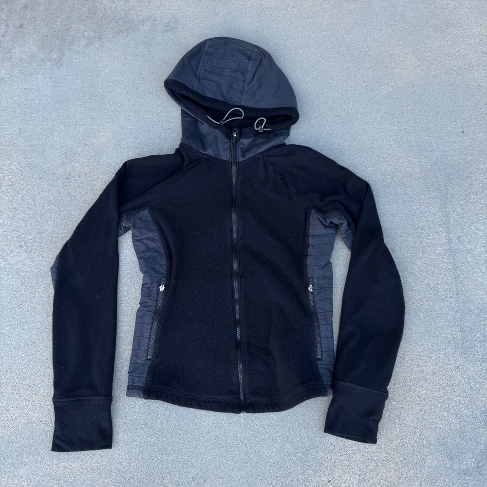 Abercrombie & Fitch Black Fleece Hybrid Quilted Full Zip Hoodie Jacket Women Med